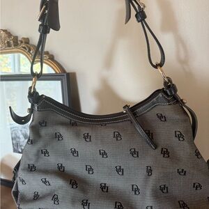 Dooney & Bourke Black and Gray Monogram Shoulder Bag
